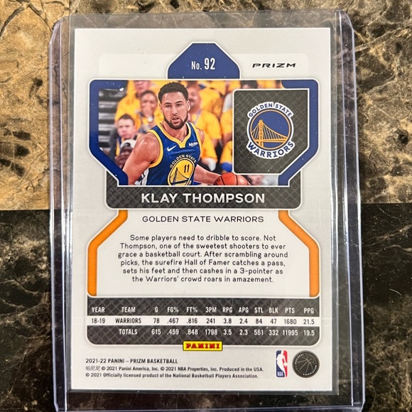 KLAY THOMPSON SILVER PRIZM CRACKED ICE WARRIORS NBA 2021-22 panini - Picture 2 of 3